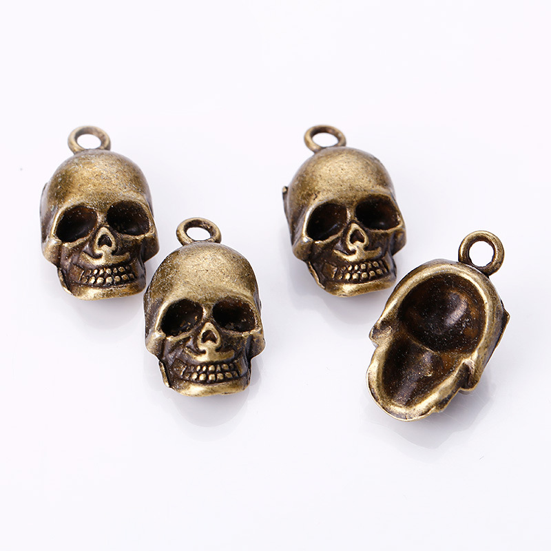 100pcsbag Ancient Silver Bronze 2012mm Skeleton Skull Charms Pendants Designer Jewelry Making Necklace Bracelet Accessories