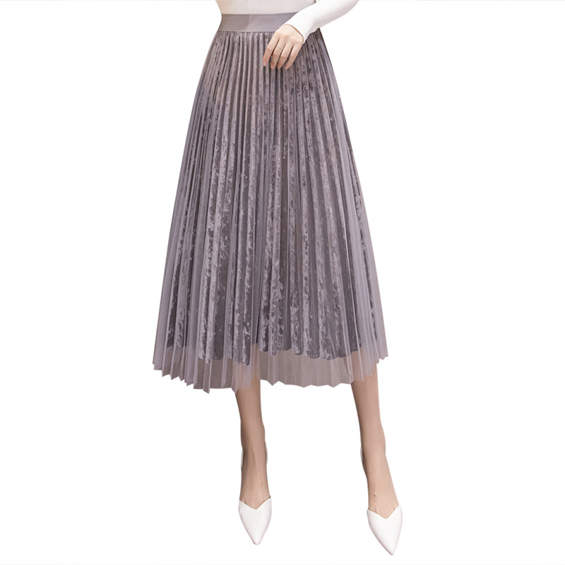 Reversible Tulle Velvet Skirt Women Fashion 2020 Spring Elegant Polka Dot Long Skirt Female High Waist Pleated Midi Casual, Picture color
Reversible Tulle Velvet Skirt Women Fashion 2020 Spring Elegant Polka Dot Long Skirt Female High Waist Pleated Midi Casual, Picture color