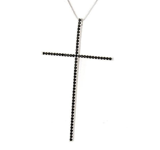 CZ Zircon Big Cross Pendant Necklace For Men Women Gift Punk Cool Hip Hop Gold/Silver/Black Chain Necklace Religion Jewelry Accessories 2020