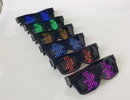Magic Bluetooth Led Party Glasses APP Control Shield Luminous Glasses USB Charge DIY App Control Multi-lingual Quick Flash Led