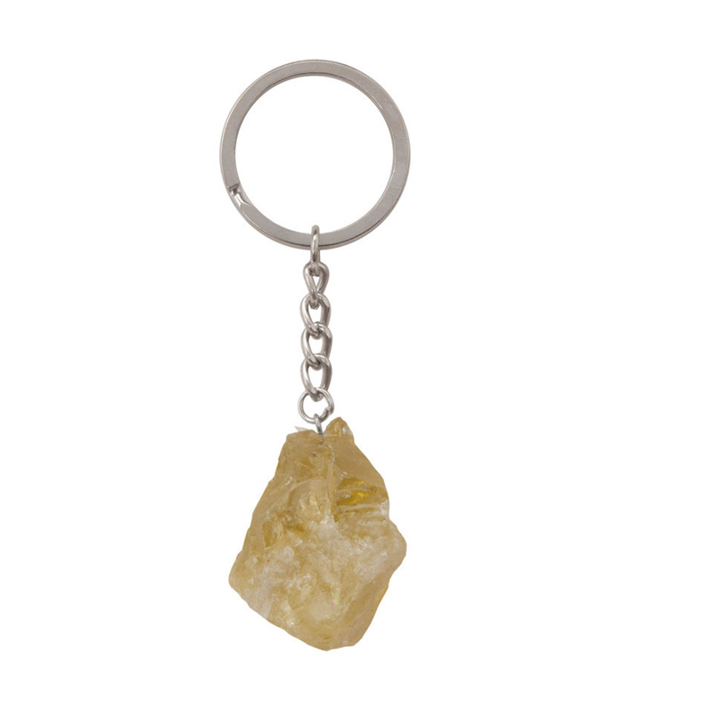 Hot Selling Natural Gemstone Pendant Keychain Men Womens Lucky 25-30mm Jade Quartz Amethyst Car Keyring Jewelry