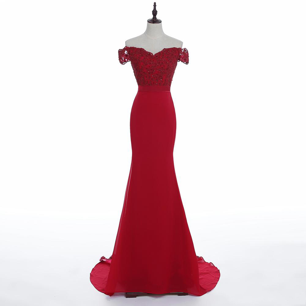Red Appliques Mermaid Evening Dresses Sleeveless Floor Length Prom Gowns Formal Party Dress Special Occasion robes de soirée