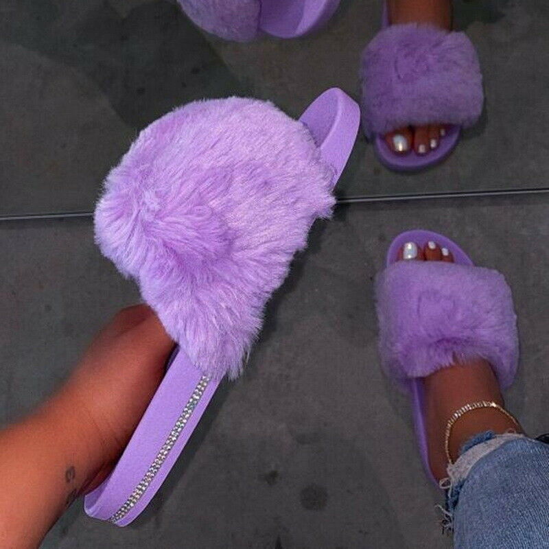 Rhinestone Furry Slippers Women Fur Home Fluffy Sliders Plush Furry Summer Flats Sweet Ladies Shoes Size 37-41 Purple Rose Color, Black
Rhinestone Furry Slippers Women Fur Home Fluffy Sliders Plush Furry Summer Flats Sweet Ladies Shoes Size 37-41 Purple Rose Color, Black