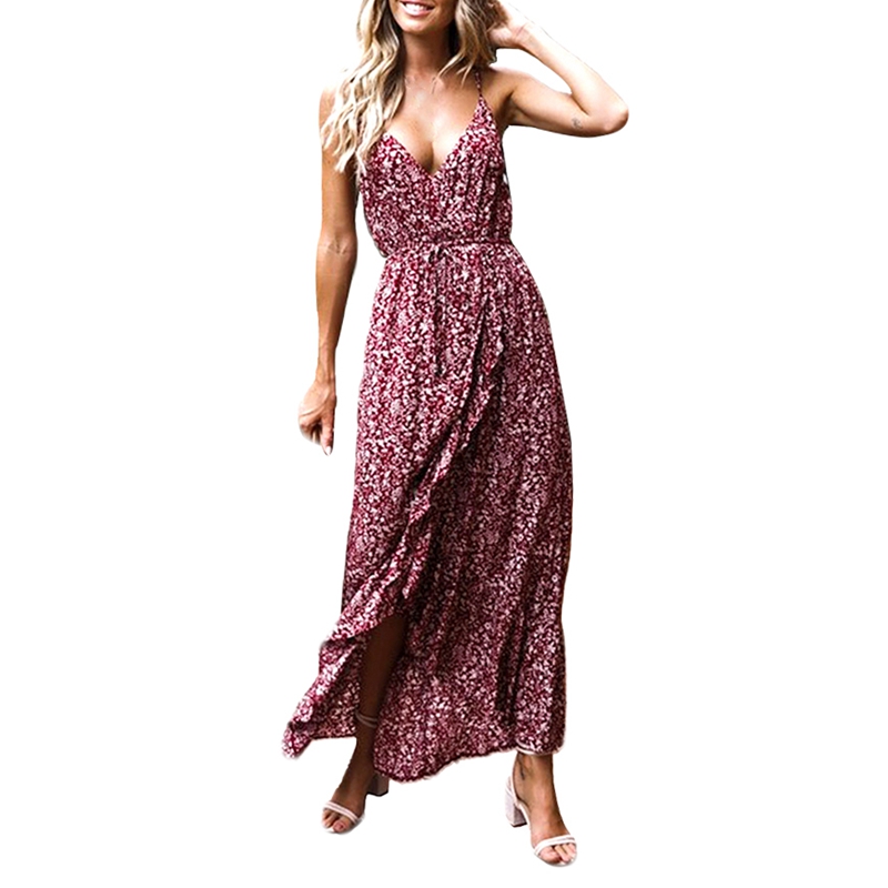V-Neck Split Women Floral Dress Bohemian Long Flower Plus Size Female Holiday Sexy Beach Vest Dress, Burgundy
V-Neck Split Women Floral Dress Bohemian Long Flower Plus Size Female Holiday Sexy Beach Vest Dress, Burgundy