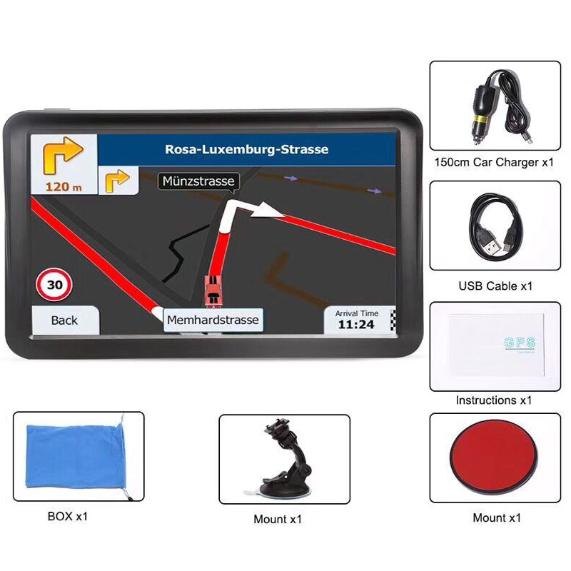 HD Auto 9 Inch Truck GPS Navigator Bluetooth AVIN Support Multiple Vehicles Navigation With Sunshade Shield 16GB Maps