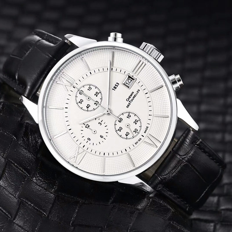 Hight quality mens watches Top Wristwatches all sub-dials work Leather strap fashion quartz watch for men's best gift reloj de lujo