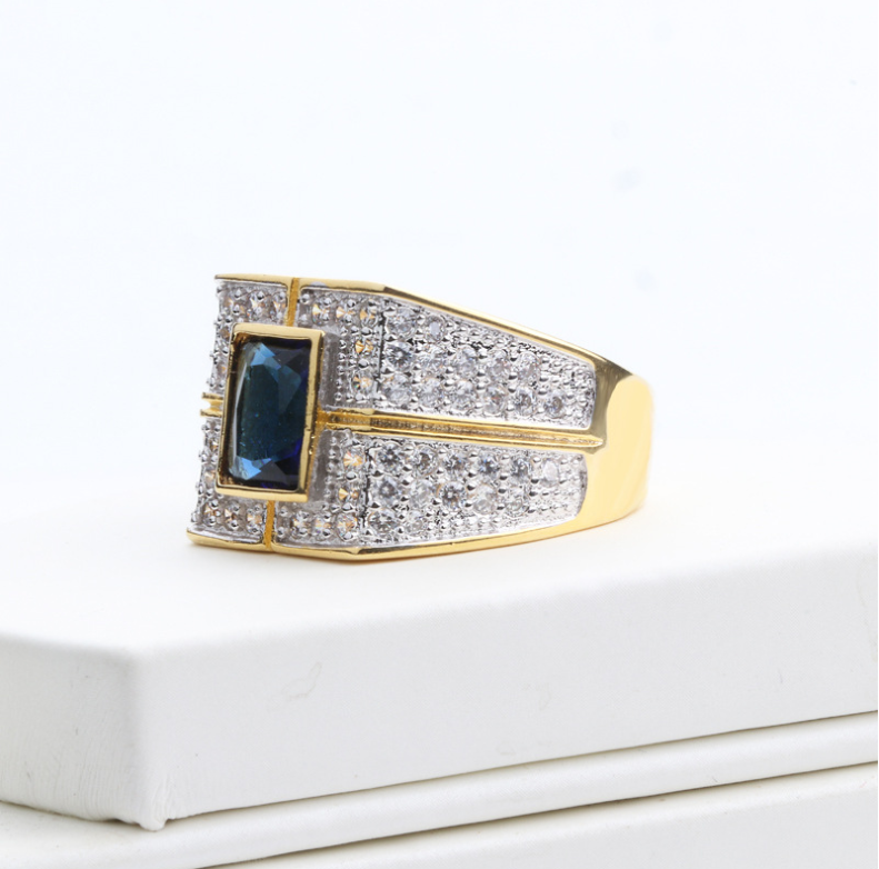 2019 New Arrival Infinity Classical Jewelry 925 Sterling Silver&Gold Fill Pave White Sapphire CZ Diamond Wedding Men Ring for Lovers' Gift