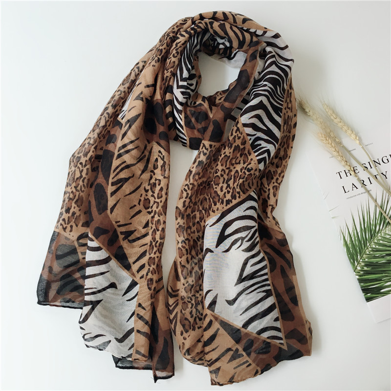 New Design leopard Long scarf women scarves voile animals print Cotton loop Scarf ring woman Shawls