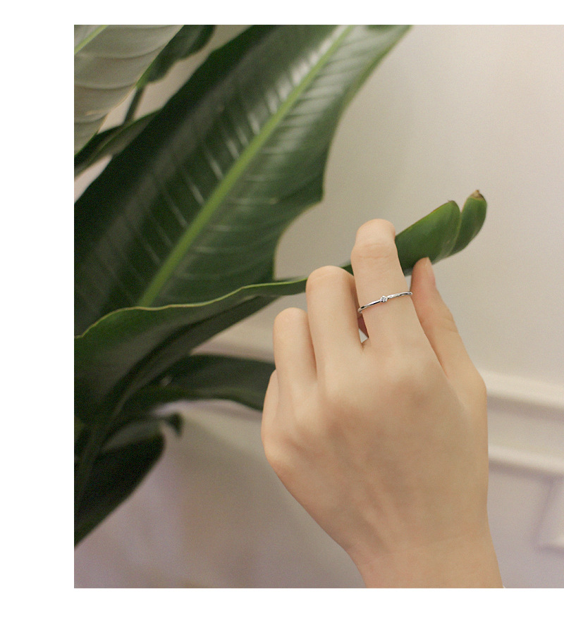 Minimalist Cubic Zirconia ring in S 925 sterling silver Korea hand-made designer open end adjustable ring Christmas gifts
