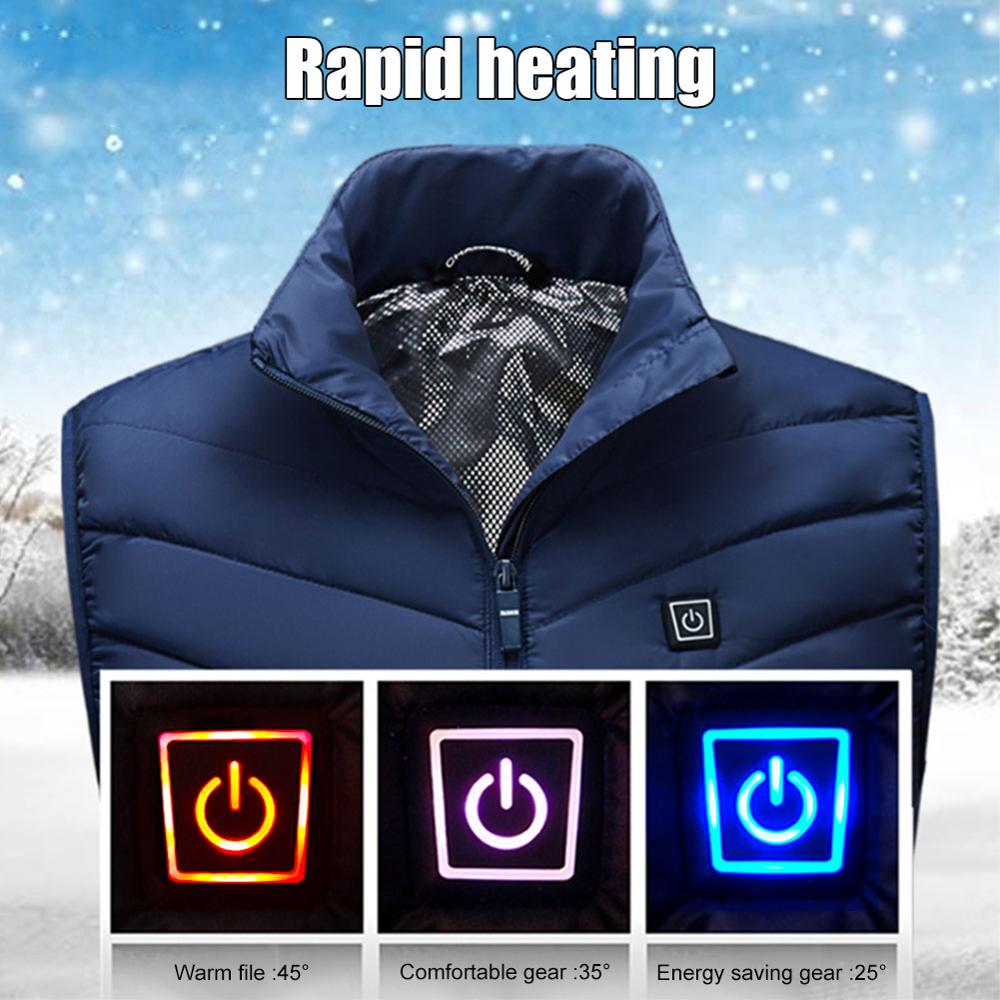 USB Heated Vest Men Winter Electrical Heated Sleevless Jacket Travel Heating Vest Outdoor Waistcoat Hiking Heater Vests