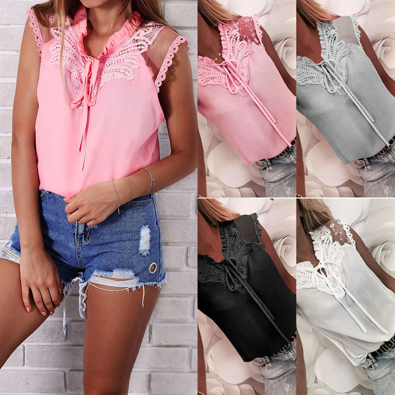 UK Women Sleeveless Ladies Shirt Summer Vest Tie up Tops Lace Blouse Mesh, Gray
UK Women Sleeveless Ladies Shirt Summer Vest Tie up Tops Lace Blouse Mesh, Gray