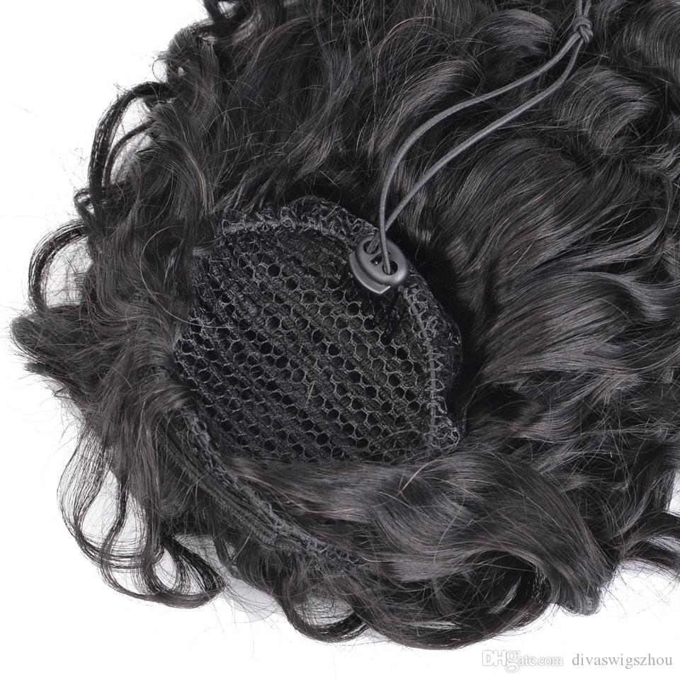 Long high black curly ponytail hair extension 160g Clip in brazilian remy human hair ponytail color 1b 20inch