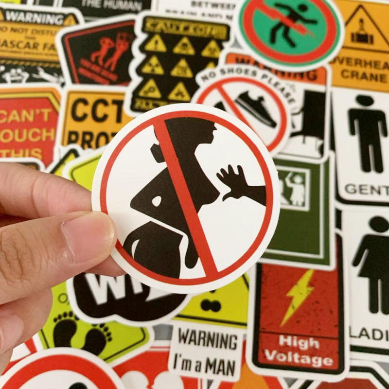 Warning Stickers Danger Banning Signs Reminder Waterproof Decal PVC Sticker for Laptop Motorcycle Luggage Snowboard Car