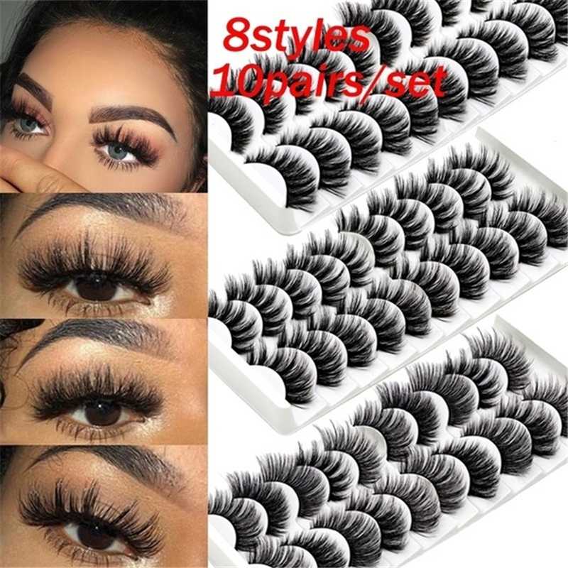 10 Pairs Mink Lashes Natural False Eyelashes Dramatic Volume Fake Lashes Makeup Eyelash Extension Silk Eyelashes