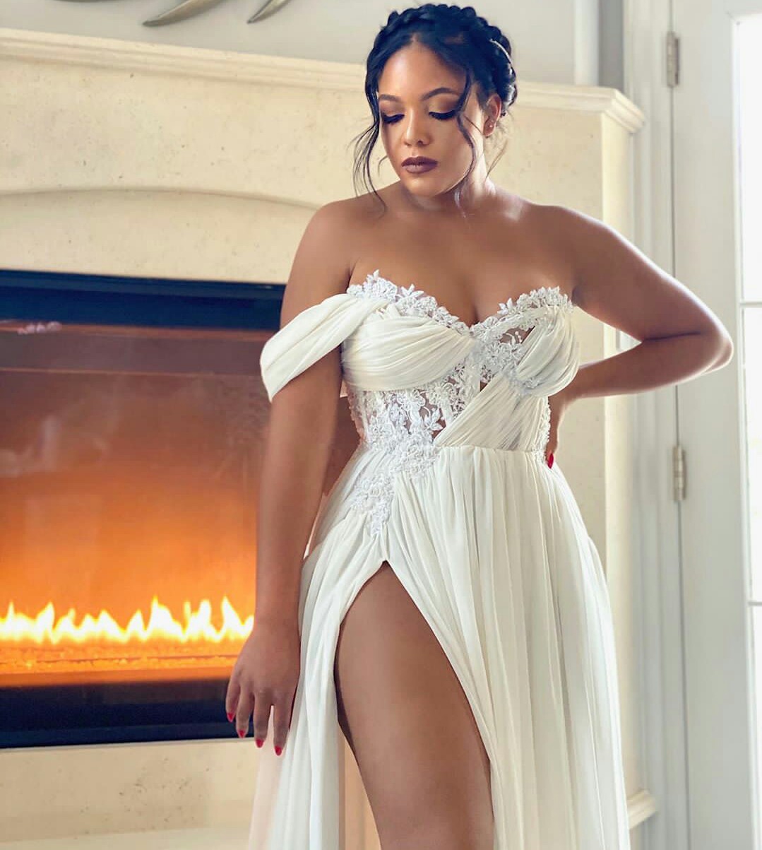 plus size wedding dresses side split chiffon sweetheart boho vestido de novia african beach bridal wedding dress