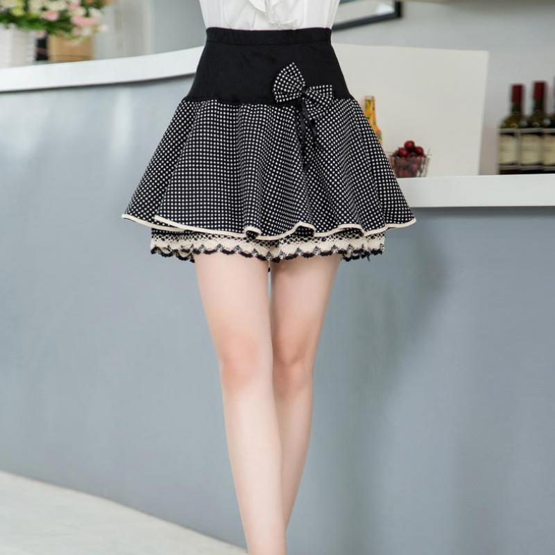 Zuolunouba 2018 Summer Skirt Preppy Style Flower Bow Mini Tutu Skirt Elasticity Lace Skirts Shorts Woman High Waist Large Size T200106