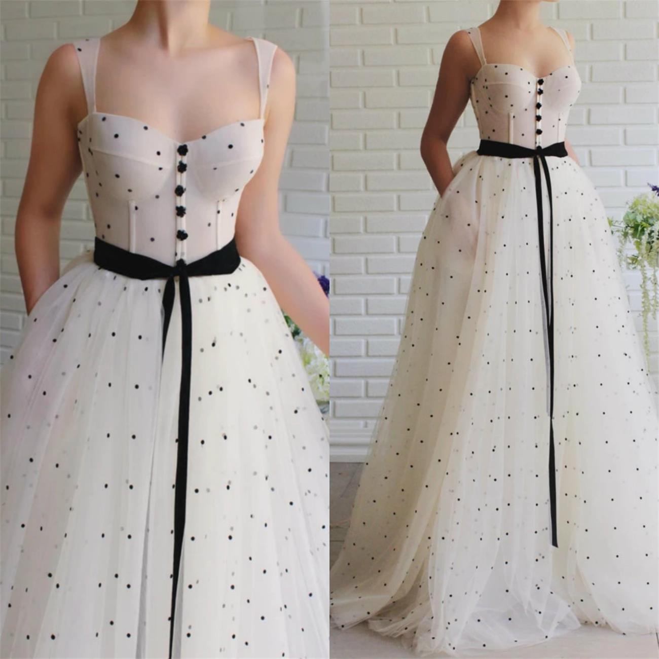 2020 Fairy Prom Dresses With Pocket Spaghetti Appliqued Tulle Sash Evening Dress A Line Custom Made Special Occasion Gowns