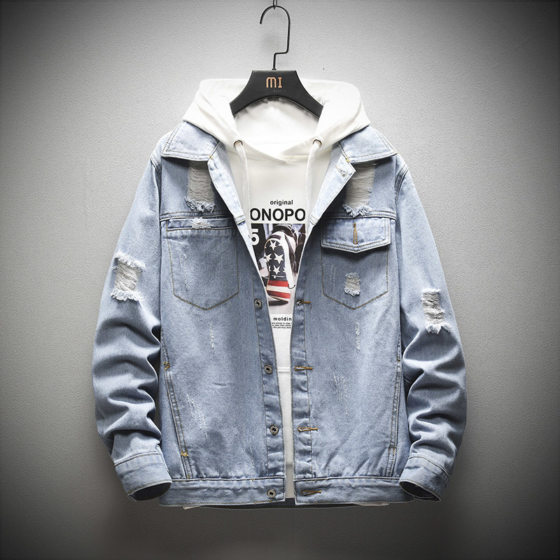 Autumn New Hole Denim Jacket Men's Slim Fashion Wash Solid Color Retro Denim Jacket Man Streetwear Wild Hip Hop Bomber, Black
Autumn New Hole Denim Jacket Men's Slim Fashion Wash Solid Color Retro Denim Jacket Man Streetwear Wild Hip Hop Bomber, Black