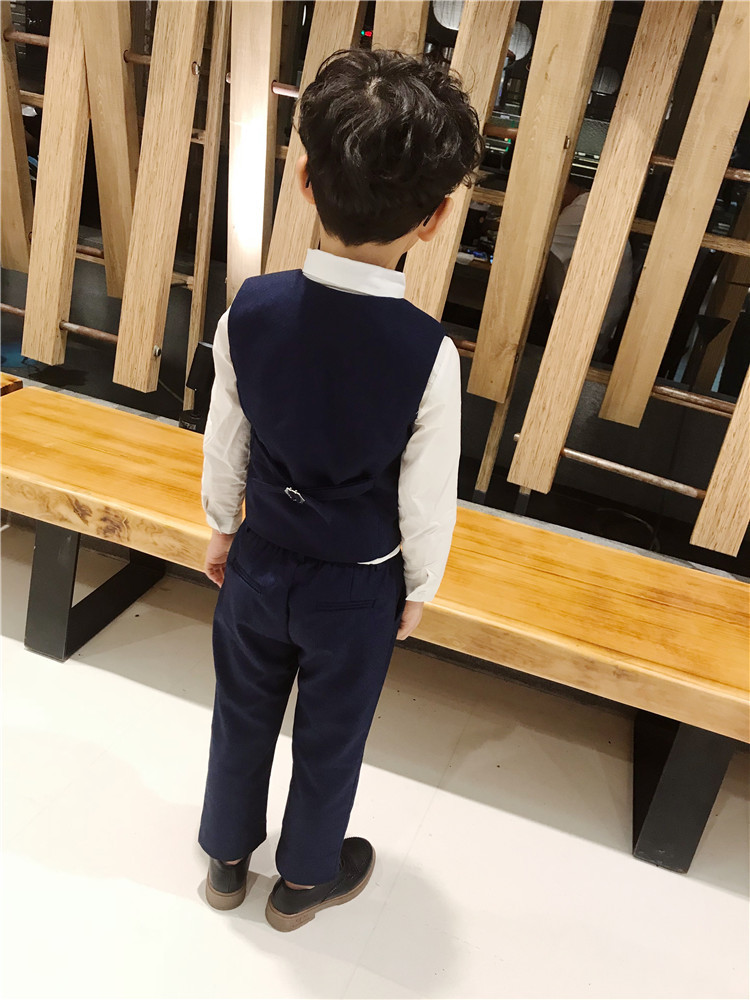 2019 Handsome Blue Boys Formal Wear Jacket Pants 3 Pieces Set Suits for Wedding Dinner Children Kids Tuxedos