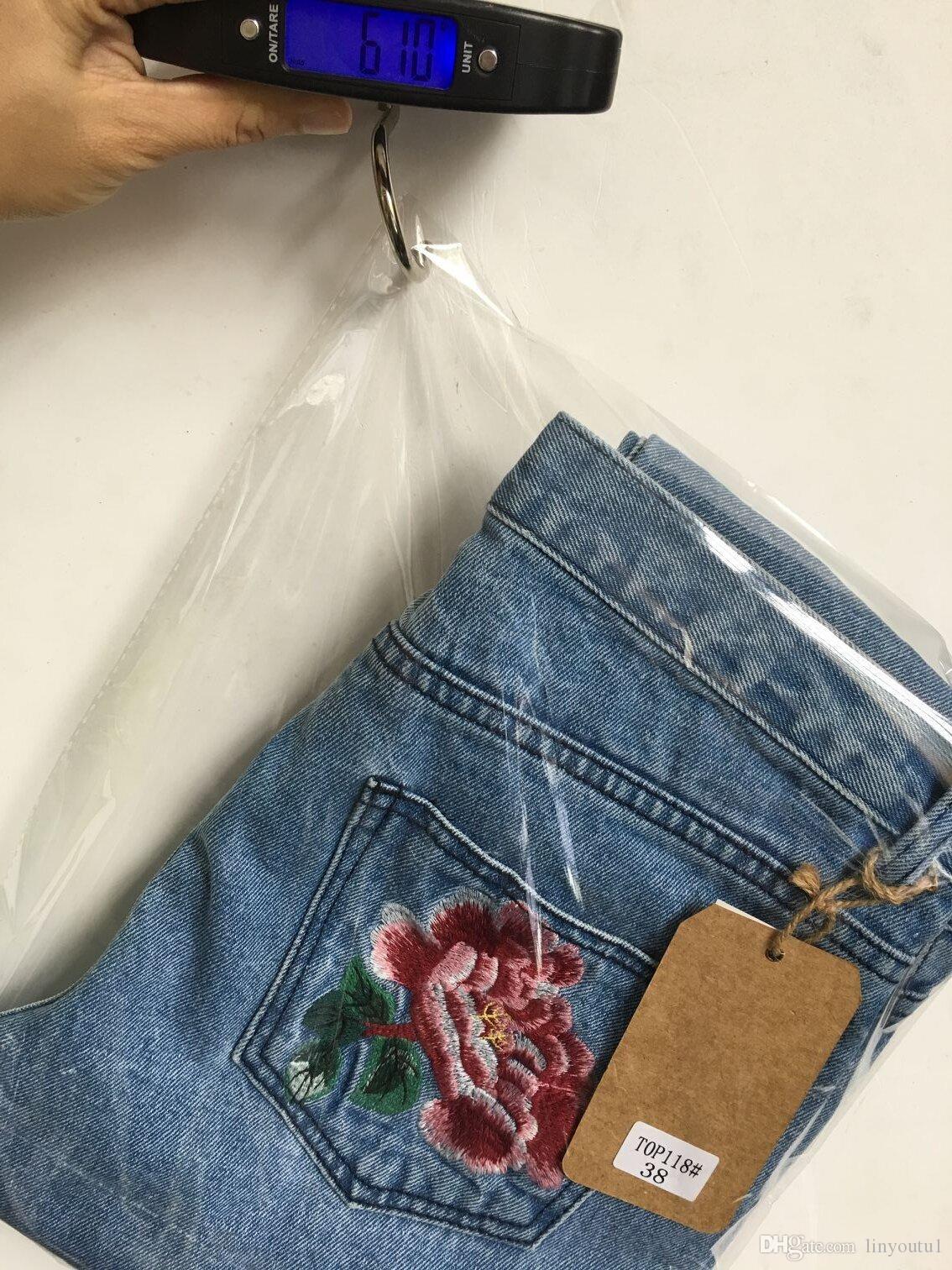 2020 Stretch Embroidered Jeans For Women Elastic Flower Jeans Female Slim Denim Pants Ripped Rose Pattern Jeans Femme