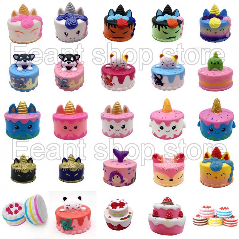 Kawaii Jumbo colorful Different styles strawberry Cake Deer Cake Squishy Perfume Slow Rising Vent Simulation Unicorn Cake Kids Toy