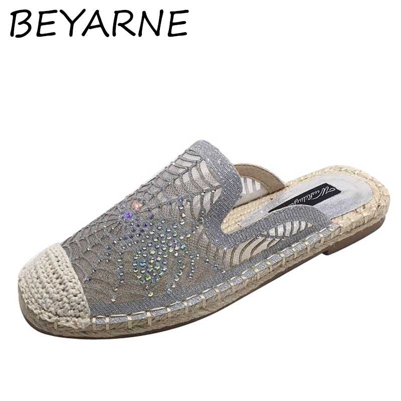 BEYARNE Crystal spider decoration lace straw slippers women round toe air mesh sneakers shoes breathable spider web slides mules, Black
BEYARNE Crystal spider decoration lace straw slippers women round toe air mesh sneakers shoes breathable spider web slides mules, Black