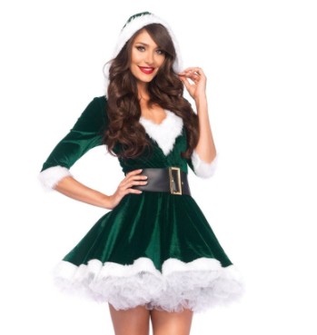 Christmas Miss Santa Dresses Cosplay Costumes Women Hooded Mini Dress Ladies Xmas Theme Party Club Cosplay Fancy Costume