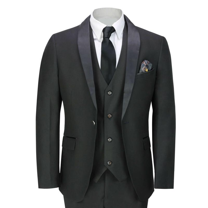 New Men's Tuxedo Suits Formal Wedding Black Satin Shawl Lapel Dinner Jacket 3 pieces (Jacket & Pant & Vest) Custom Suits Q114
New Men's Tuxedo Suits Formal Wedding Black Satin Shawl Lapel Dinner Jacket 3 pieces (Jacket & Pant & Vest) Custom Suits Q114