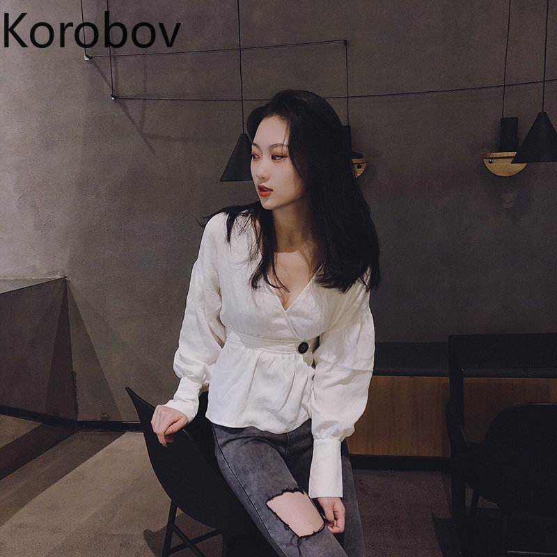 Korobov Retro Latern Long Sleeve White Blouse Women Work Style V Neck Slim Waist Sashes Blusas Ruffles Elegant Shirt 2a893
Korobov Retro Latern Long Sleeve White Blouse Women Work Style V Neck Slim Waist Sashes Blusas Ruffles Elegant Shirt 2a893
