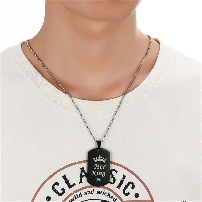 Titanium Steel Tag Her King & His Queen Pendant Necklace Beads Chain Jewelry for Women Men Valentine's Day Gifts
Titanium Steel Tag Her King & His Queen Pendant Necklace Beads Chain Jewelry for Women Men Valentine's Day Gifts