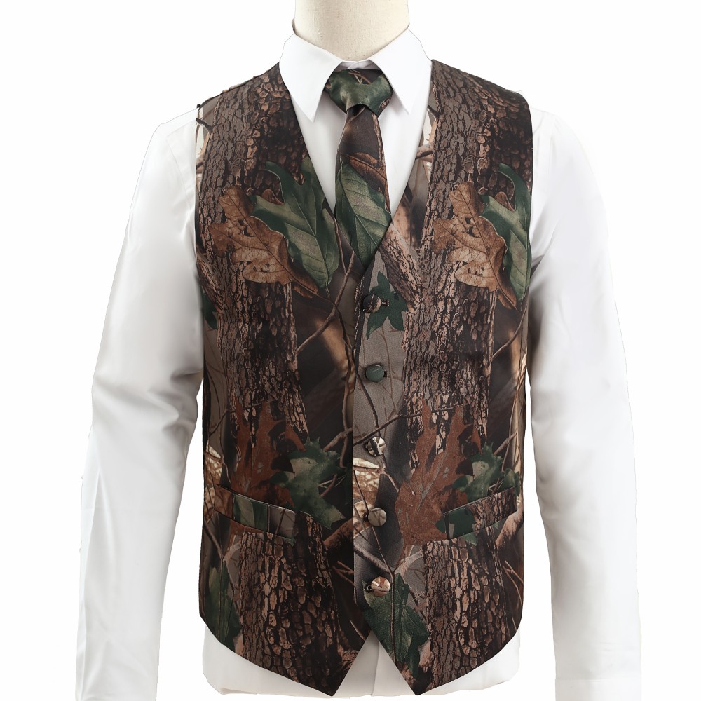 2022 White Camo Print Groom Vests For Wedding Casual Camouflage Slim Fit Mens Waistcoat Dress 2 piece set Vest And Bow Custom Made Plus Size
