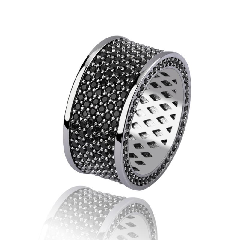 iced out Black zircon ring for men women luxury designer bling diamond flash ring gold silver copper zircon couple lover ring jewe