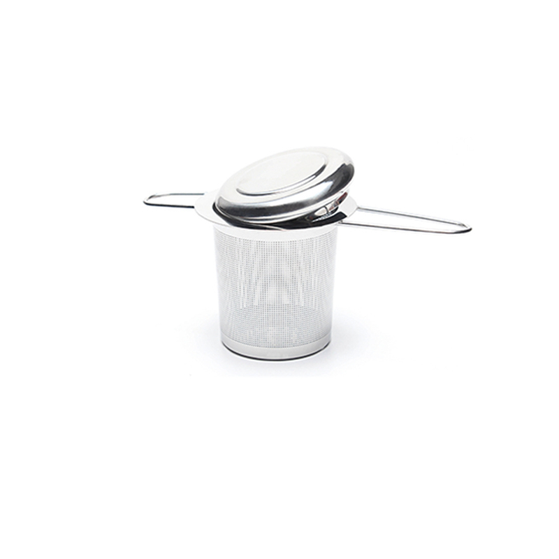 Stainless Steel Loose Leaf Tea Infuser Basket - Folding Handle Filter Teapot Strainer with Lid