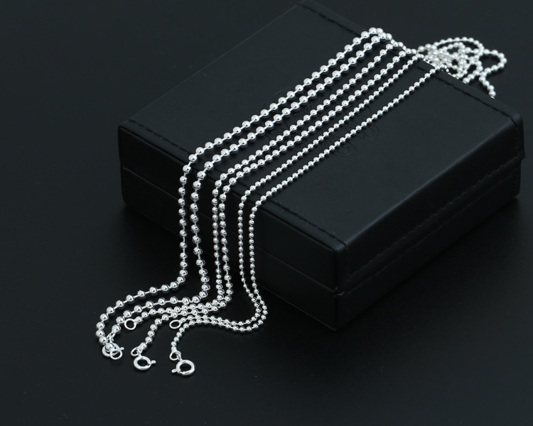 Personalized 925 sterling silver fine jewelry hand-made designer ball chain necklace in 2 size (2 mm and 2.5 mm ball chain)couple gift