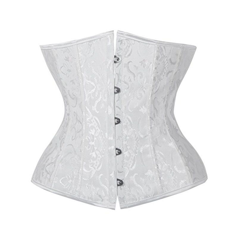 Women Corsets Jacquard/Satin Plus Size XXS-6XL 26pcs Spiral Steel Boned Lace up Underbust Corset Shaper Fashion Slimming Corselete Waist Cincher