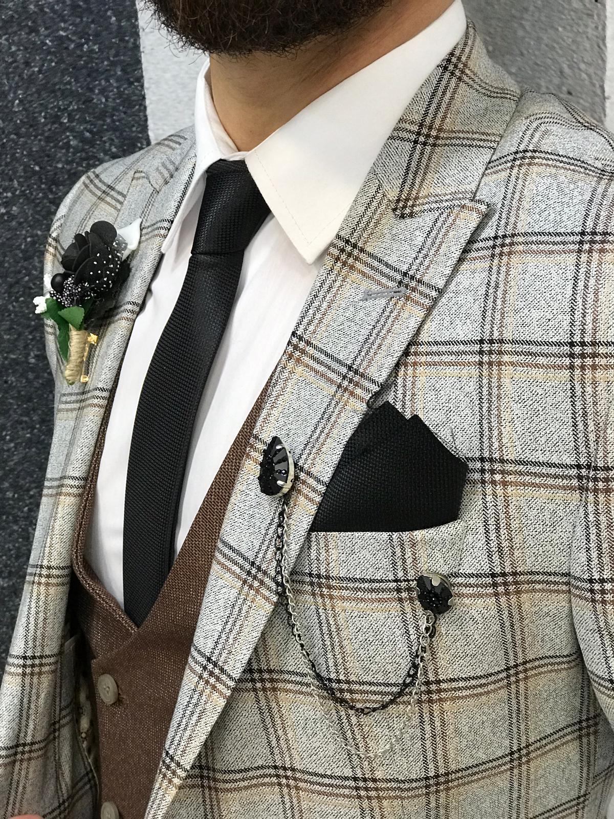 Classic Plaid Mens Wedding Designer Jackets One Button Slim Fit Groom Wear Peaked Lapel 1 Pieces Men Prom Blazer
