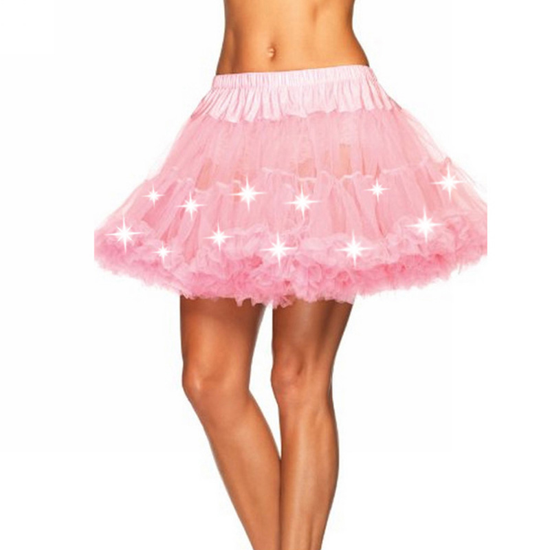 Led Lighting Party Tutu Skirt Women Holloween Christmas Festival Party Stage Show Clubwear Transparent Mesh Tulle Petticoat