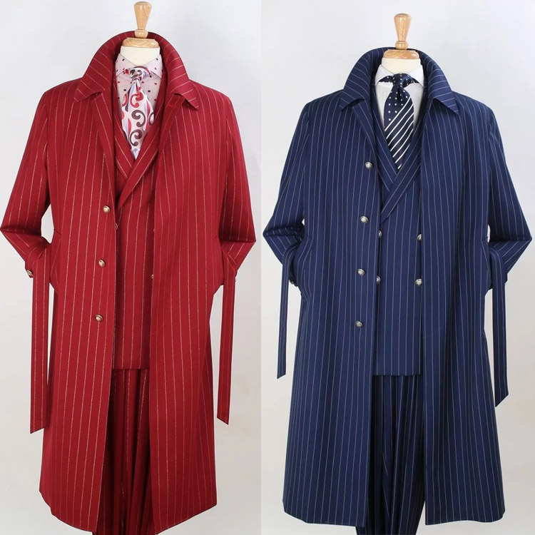 Long Mens Designer Jackets Stripe Business Groom Formal Wear Prom Tuxedos Best Man Blazer Suit (Jacket+Vest+Pants)