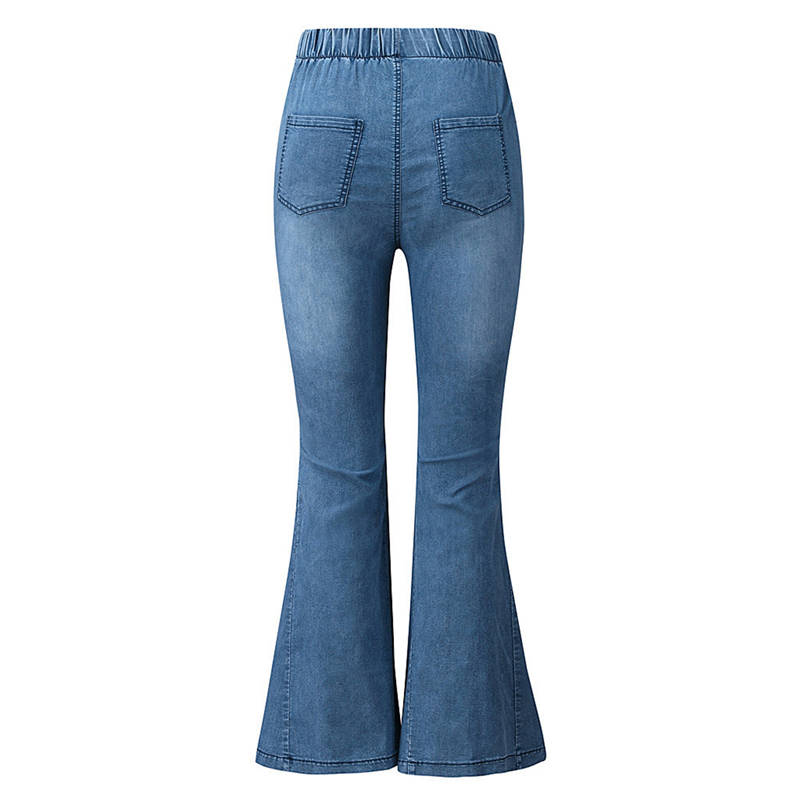 Vintage Bell-Bottoms Jeans Denim Flare Pants Wide Leg Women Casual Boot-Cut Pant Female Trousers For Women Knee Hole