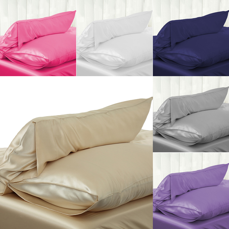 Pillow Case Cases Emulation Silk Housewife One Pack Bedroom Pillow Cover, Black