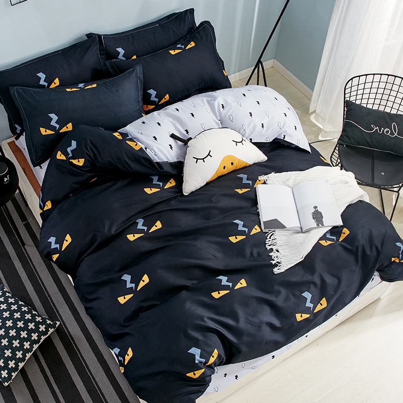 Geometric Striped Cartoon Comforter Bedding Sets 3/4 pcs Polyester Bed Linings Duvet Cover Bed Sheet Pillowcases Cover Set