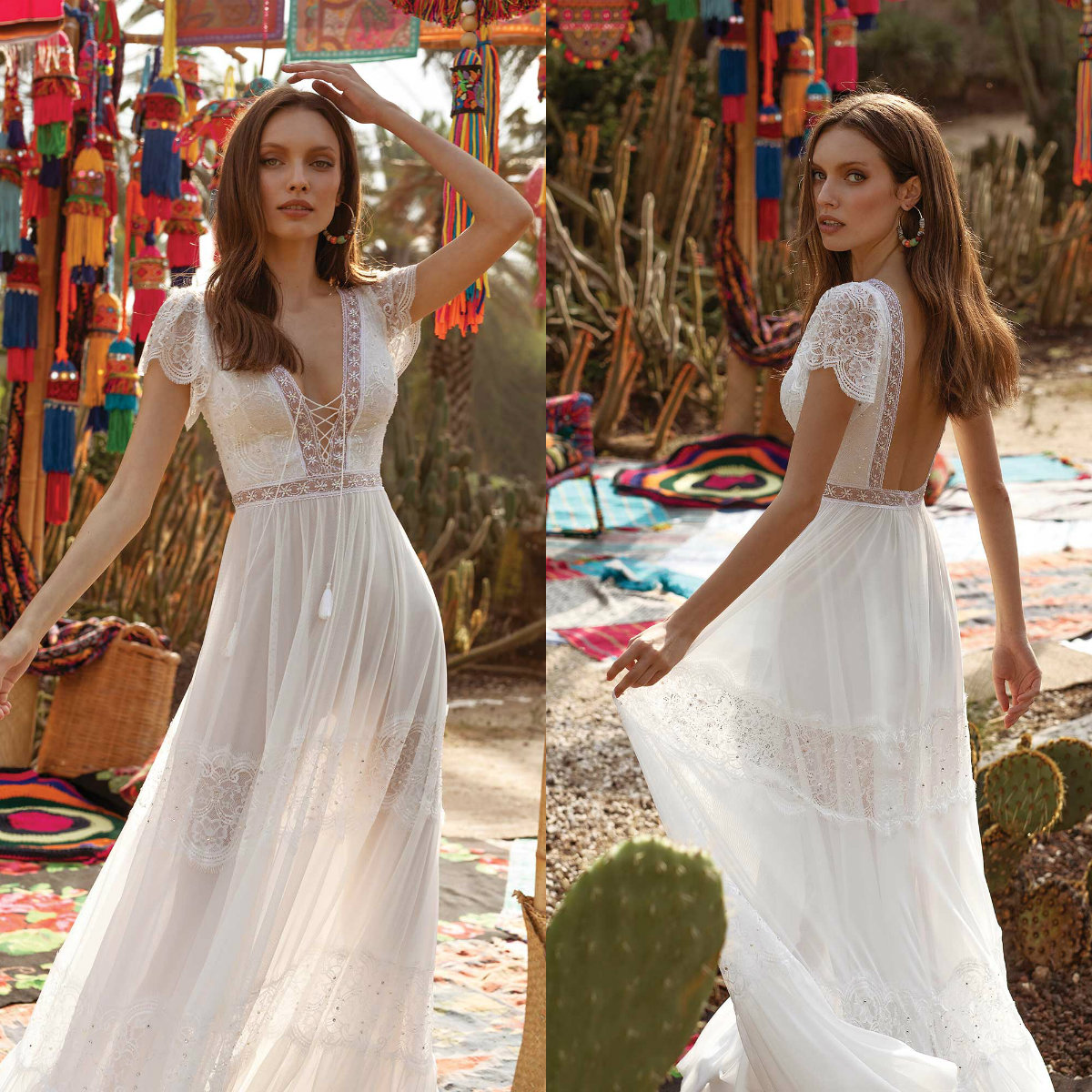 asaf dadush wedding dresses lace cap sleeves floor length beach bridal gowns backless vestido de novia