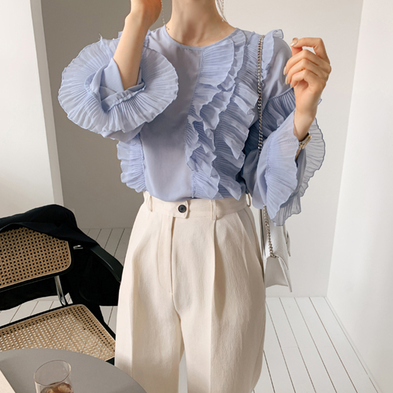 Sexy Perspective Blouse Women 2020 Spring Summer Chiffon Blouse Tops Shirt Flounced Blouses Ladies Tops Blusas Mujer, Blue
Sexy Perspective Blouse Women 2020 Spring Summer Chiffon Blouse Tops Shirt Flounced Blouses Ladies Tops Blusas Mujer, Blue