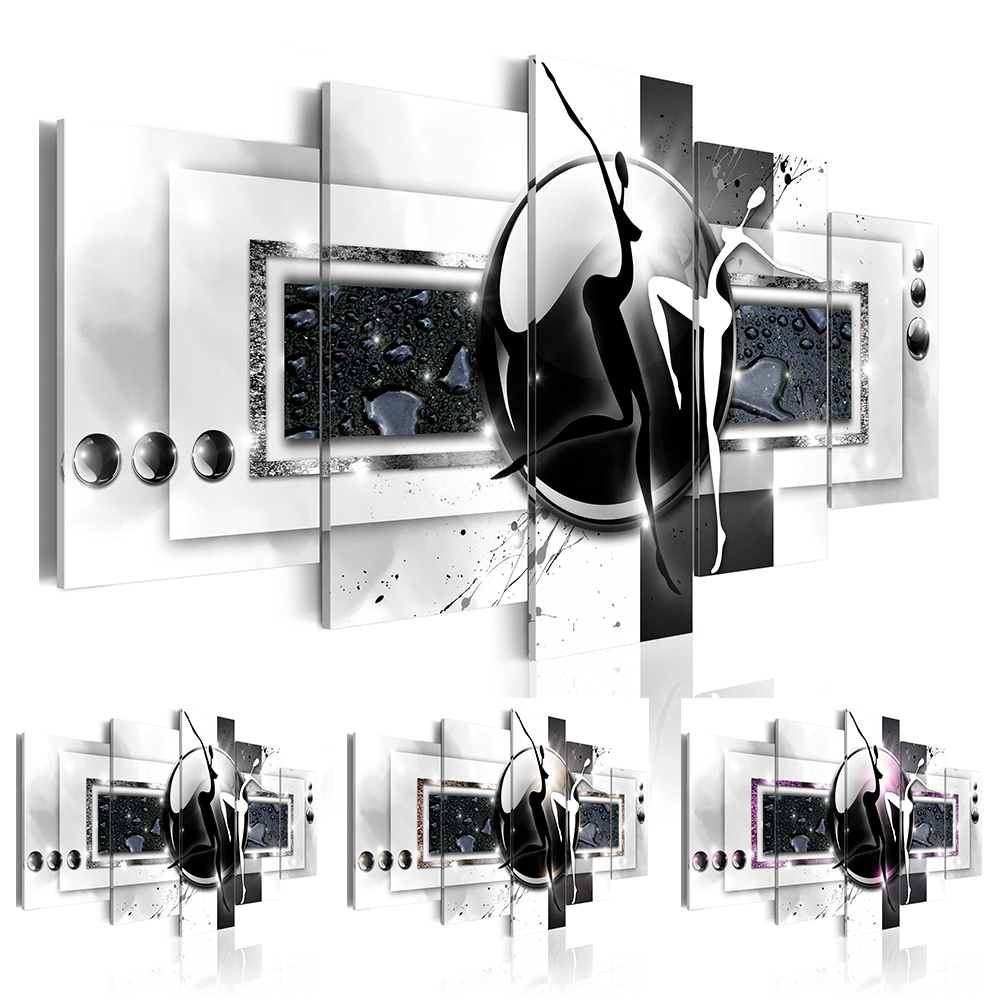 (unframed)5 Panel Canvas Art Abstract Black And White Dancer Oil Painting Room Decoration Wall Pictures For Living Room