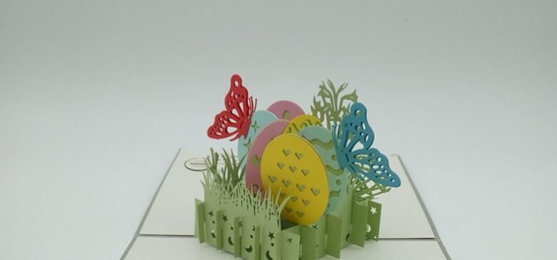 Easter Festival 3D Pop Up Card Hollow Easter Egg Butterfly Greeting Card Blessing Cards Creative Gift