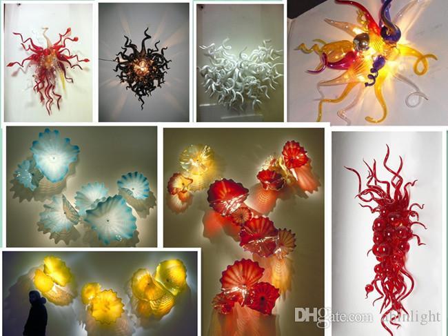 Wholesale Multi Color Blown Murano Glass Chandeliers Hanging LED Decorative Customized Colorful Pendant Lamps for Home Decoration
