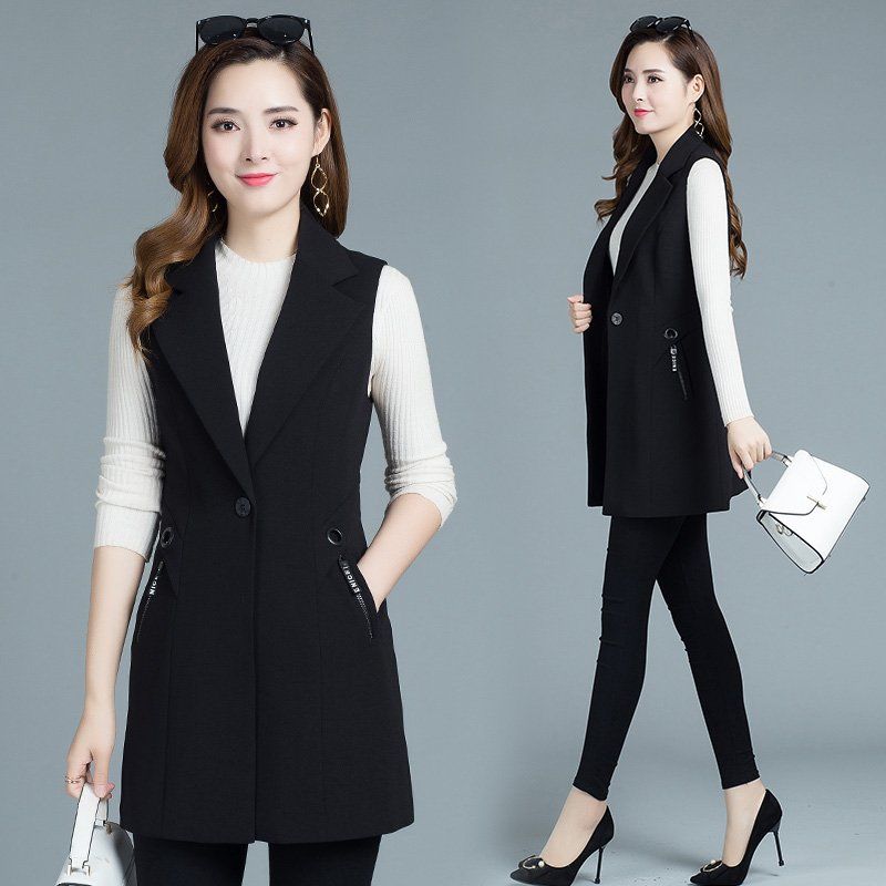 women' vest jacket spring and autumn 2020 new sleeveless sleeveless one-button long vest women coat fashion female clothing, Black
women' vest jacket spring and autumn 2020 new sleeveless sleeveless one-button long vest women coat fashion female clothing, Black