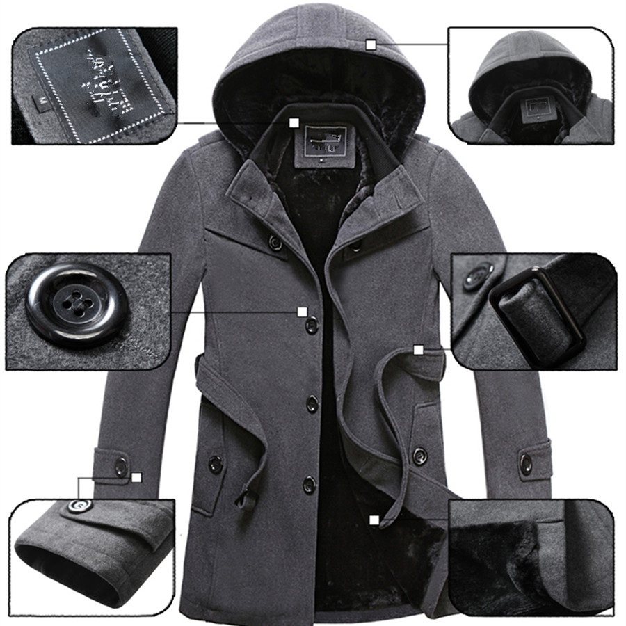 2019 Winter Trench Coat Men Fashion Long Overcoat men Hot Sale Woollen Coat Thick Men's Clothing Size 4XL Wool Jackets V191205