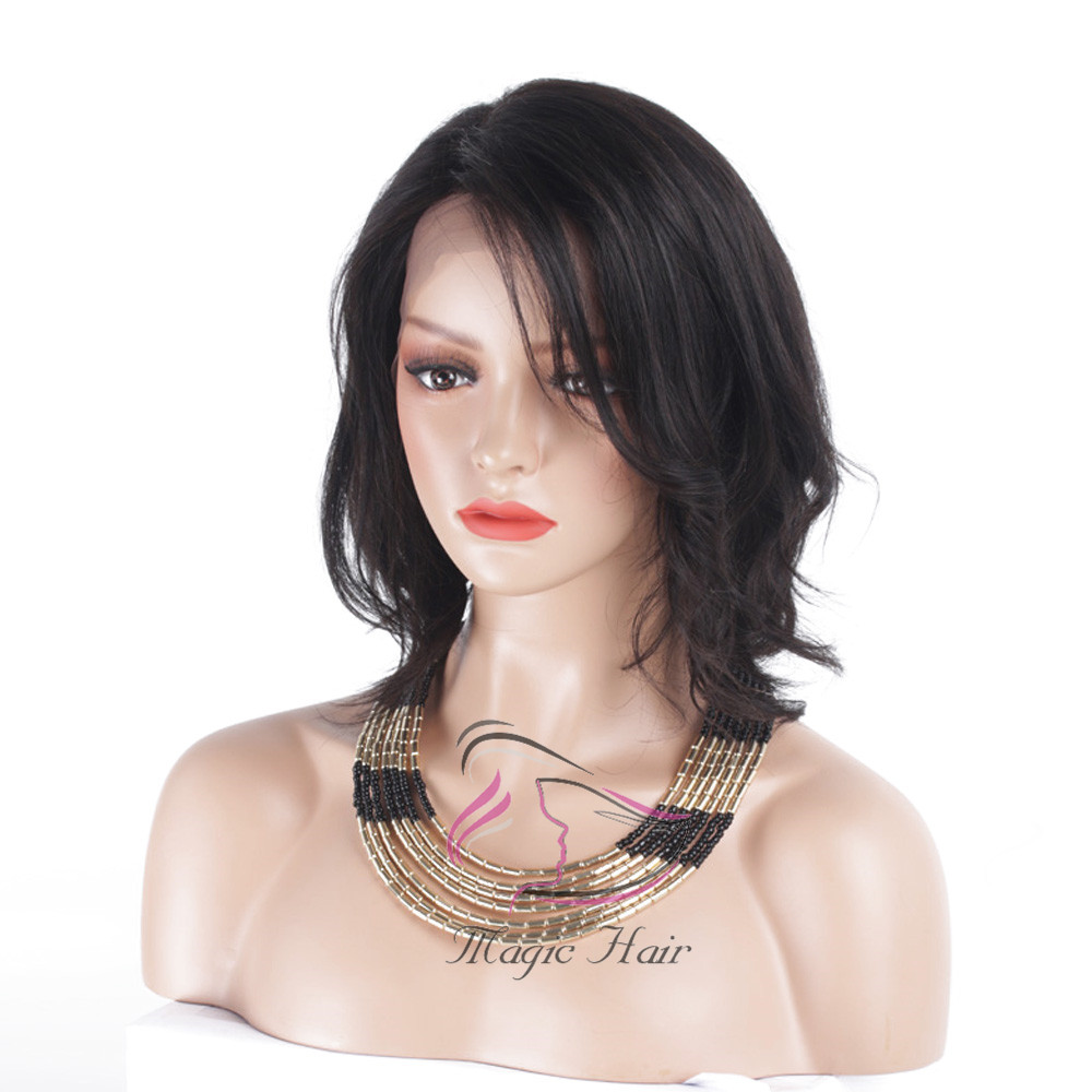 Lace Front Human Hair Wigs Full Lace Human Hair Wigs Glusess Wavy Bob Wigs 130% Density