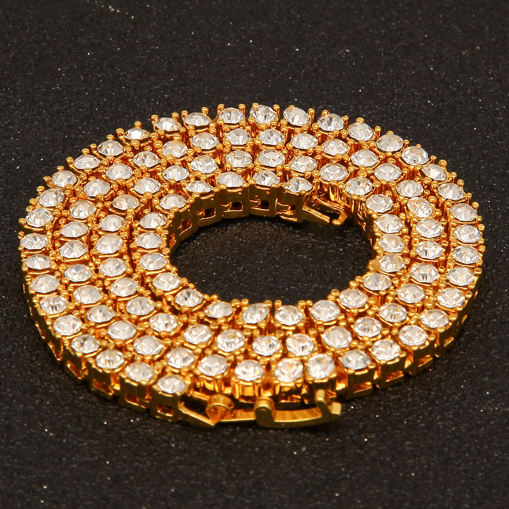 Men's Hip Hop Tennis Chains Bg Iced Out 1 Row Necklaces Sier Rose Gold Color Men Chain